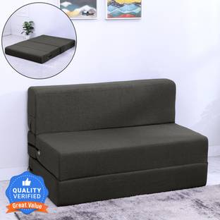 Flipkart Perfect Homes Exotica 72x36x8 inch|Low Floor, Washable Jute Fabric 1 Seater Single Foam Fold Out Sofa Cum Bed