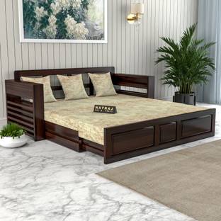 NATRAJ ART & CRAFT Sheesham Wooden 3 Seater Sofa Cums Bed for Living Room Bedroom Hotel 3 Seater Double Solid Wood Pull Out Sofa Cum Bed