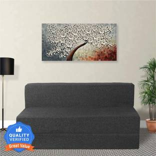 Seventh Heaven 4*6 Jute Fabric Washable Cover 2 Seater Double Foam Fold Out Sofa Cum Bed