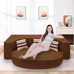 Flipkart Perfect Homes Sleeper Round Sofa futon Couch 3 Seater Double Foam Fold Out Sofa Cum Bed