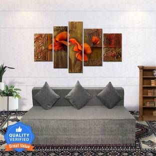 Seventh Heaven 6*6 Chenille Molfino Fabric with 3 Cushions 4 Seater Double Foam Fold Out Sofa Cum Bed