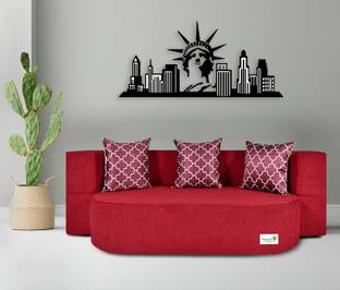 Friends Life Fashion Life-47X10X72 Comfort for All for 3 Person 3 Multi Plus 3 Seater Double Foam Fold Out Sofa Cum Bed