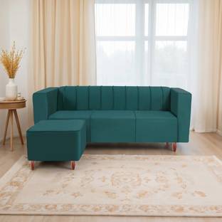 Seventh Heaven Sydney 4 Seater Sofa with 1 Ottoman, Premium Velvet Fabric: Fabric 4 Seater  Sofa