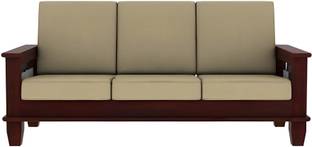 TAKELWOOD BRAVO Sheesham Wood Three Seater Sofa With Pocket Storage For Living Room/Office Fabric 3 Seater  Sofa