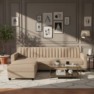 WAKESURE Premium Quality Velvet Fabric 4 Seater  Sofa