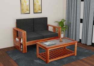 WOODTREND Solid Sheesham Wood 2 Seater Sofa For Living, Waiting Room/ Office Fabric 2 Seater  Sofa