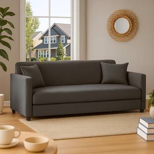 WAKESURE Premium Quality Jute Fabric 3 Seater  Sofa