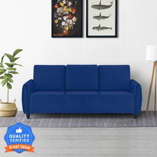 Flipkart Perfect Homes Bibury Three Seater Sofa Blue Fabric 3 Seater  Sofa