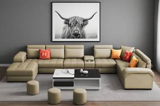 Casaliving Emerson Modern U-Shaped Sectional Sofa Set 9 Seater, Sofa Couch with 3 Puffy Leather 9 Seater  Sofa