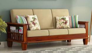 SIDDH Solid Sheesham Wood 3 Seater Sofa For Set of 3 Pieces Fabric 3 Seater  Sofa