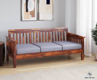 Allie Wood Fabric 3 Seater  Sofa