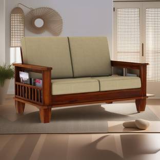 VARSHA FURNITURE Solid Wooden Sofa set for living Room Furniture | Sheesham Wood Fabric 2 Seater  Sofa