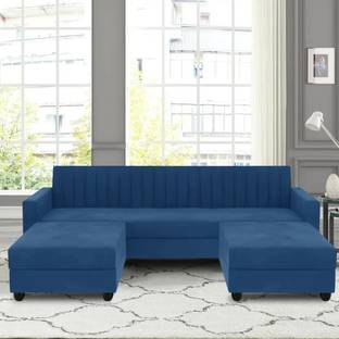 WAKESURE Premium Quality Velvet Fabric 5 Seater  Sofa