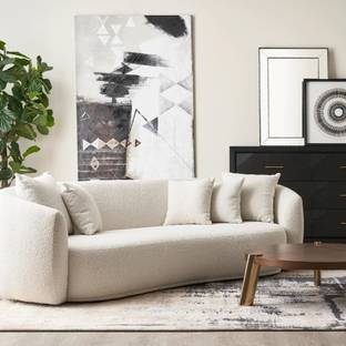 Kingsman Furnitures Everbe 3-Seater | Luxe | Boucle Fabric | Wooden Frame | High Resiliency Foam Fabric 3 Seater  Sofa