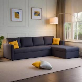THE CEATSPOT Premium Quality RHS L Shape Sofa For Living Room, Bedroom, And Office Velvet Fabric 6 Seater  Sofa
