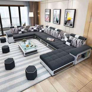 Zikra Dapper Interchangebale U Shape Fabric 12 Seater  Sofa