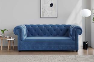 iAnanas Chesterfield 3-Seater Sofa -Plush Velvet, Deep Seating for Relaxation Fabric 3 Seater  Sofa