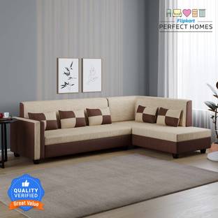 Flipkart Perfect Homes Haniry L-Shaped Sofa Set Right Facing ll For Living Room Comfortable Fabric 6 Seater  Sofa