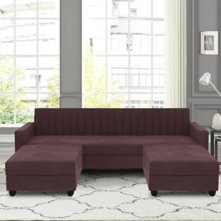 WAKESURE Premium Quality Velvet Fabric 5 Seater  Sofa