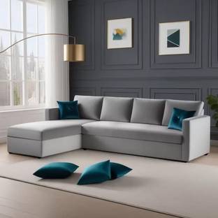 THE CEATSPOT Premium Quality LHS L Shape Sofa For Living Room, Bedroom, And Office Velvet Fabric 6 Seater  Sofa