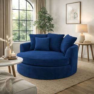 sofynest Velvet Fully Upholstered Rounded Double Seater Sofa Fabric 2 Seater  Sofa