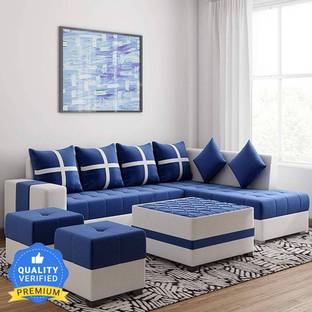 Taskwood Furniture Fabric Eight Seater Sofa Set With 2 Ottman, 6 Pillos And Coffee Table For Hotel Fabric 8 Seater  Sofa