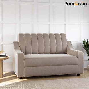 SunGrain Sleek Tufted Velvet 2-Seater Sofa | Premium Comfort | 3-Year Warranty Fabric 2 Seater  Sofa