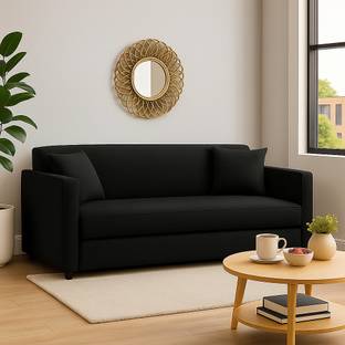WAKESURE Premium Quality Jute Fabric 3 Seater  Sofa