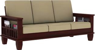 HDWOOD Solid Sheesham Wood Three Seater Sofa With Pocket Storage For Living Room/Office Fabric 3 Seater  Sofa