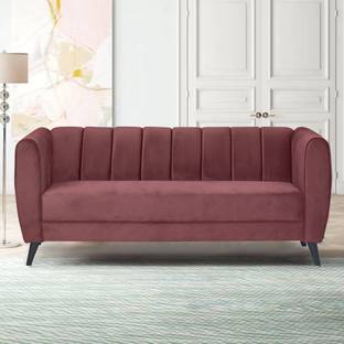 ARRA Jio Three Seater Sofa Dark Pink Fabric 3 Seater  Sofa