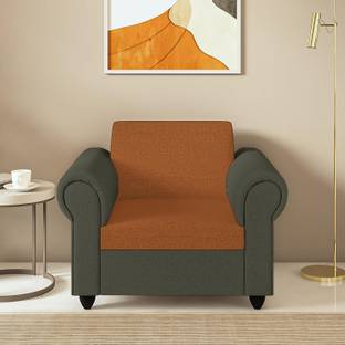 Wakeup India Snugy Sofa 1 Seater Dark Grey and Dark Orange Fabric 1 Seater  Sofa