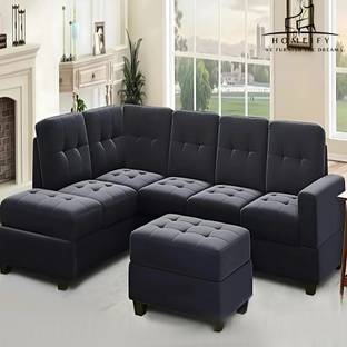 Homeify Ciesta Fabric 5- to 6-Seater Sofa L Shape Sofa Set with Storage Ottoman Fabric 6 Seater  Sofa