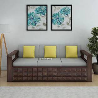 Ganpati Arts Sheesham Wood Diamond 3Seater Sofa with Side Pocket For Living Room/Bed Room Fabric 3 Seater  Sofa