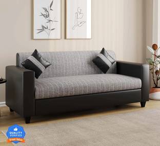 Flipkart Perfect Homes Crete Leatherette and Fabric 3 Seater  Sofa