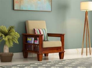 Shree Jeen Mata Enterprises Solid Wood Sheesham Wood One Seater Sofa For Living, Waiting Room/ Office Fabric 1 Seater  Sofa