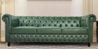 Klenta Home Decor Leatherette Chesterfield Three Seater Button Tufted Sofa For Living Room || Leatherette 3 Seater  Sofa