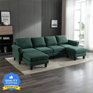 Homeify Reba 6 Seater Fabric Sectional Sofa with Ottoman for Living Room Fabric 6 Seater  Sofa