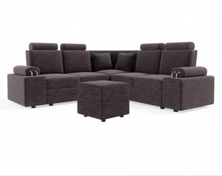 Sekar Lifestyle L Shape Corner [Steel Handles] With Box Moda Fabric 4 Seater  Sofa