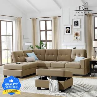 Homeify Ciesta Fabric 5- to 6-Seater Sofa L Shape Sofa Set with Storage Ottoman Fabric 6 Seater  Sofa