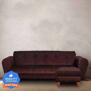 Seventh Heaven Milan 4 Seater Sofa with Ottoman, Chenille Molfino Fabric: 2 year Warranty Fabric 4 Seater  Sofa