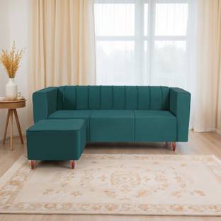 Seventh Heaven Sydney 4 Seater Sofa with 1 Ottoman, Polyester Holland Fabric: 1 year Warranty Fabric 4 Seater  Sofa