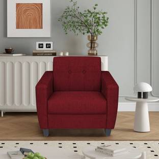 ARRA New Remo One Seater Sofa in Red Color Fabric 1 Seater  Sofa