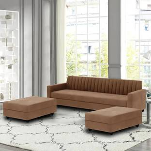 WAKESURE Premium Quality Velvet Fabric 5 Seater  Sofa