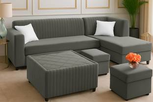 Dr Smith Wooden 3 + 2 + 2 + 1 Sofa Set for Living Room & Office Fabric 8 Seater  Sofa