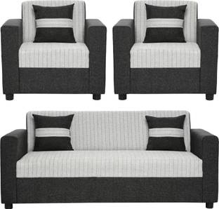 Fusion Furniture Factory Crete Black & Grey Fabric 5 Seater  Sofa