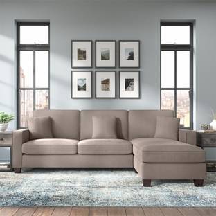 Torque Moscow 4 Seater Mini L Shape Fabric Sofa For Living Room - (RHS, Beige Brown) Fabric 4 Seater  Sofa