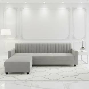 WAKESURE Premium Quality Velvet Fabric 4 Seater  Sofa