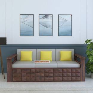 Dreamydesks Luxurious Solid Wood Sofa For Home Living Room Guest Room Office/1-Year Warranty Solid Wood 3 Seater  Sofa