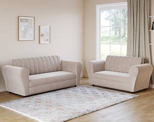 SunGrain Oaklyn Tufted Premium Velvet | Premium Comfort | 3 Year Warranty | Fabric 3 + 2 Sofa Set