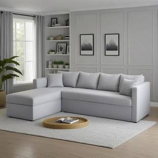 LIVEWELL Premium Quality Velvet LHS Velvet Fabric 3 + 2 + 1 Sofa Set